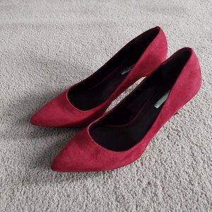 Red Suede Pumps